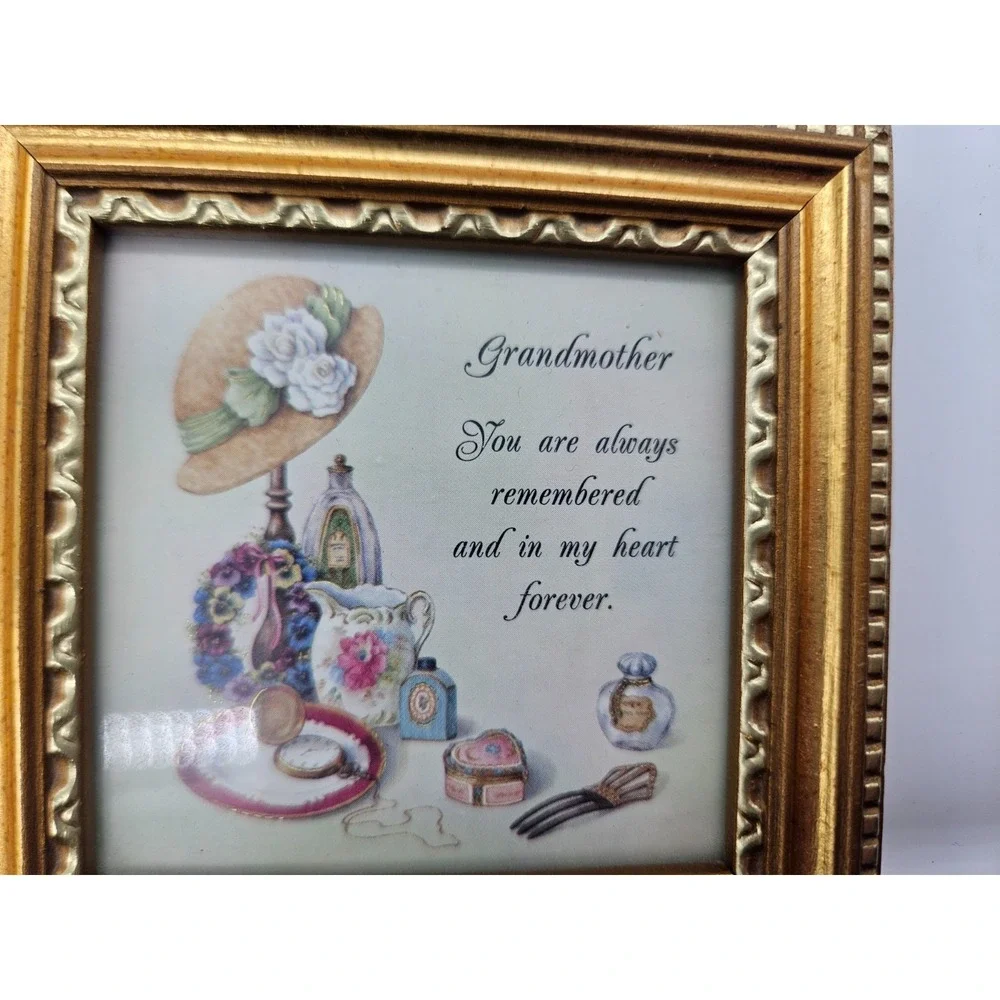 Heartfelt Collection Grandmother Framed Print Kathy Seek 1999 Gold Frame 4.5x4.5